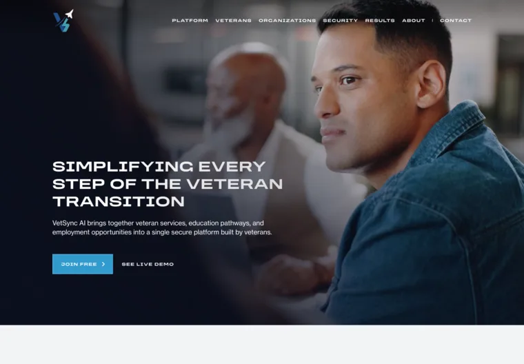 VetSync AI — veteran services platform website design