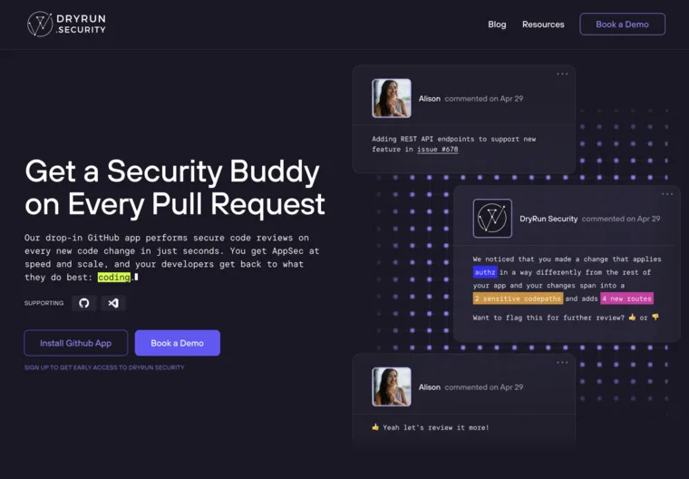 DryRun Security — a real shipped website design